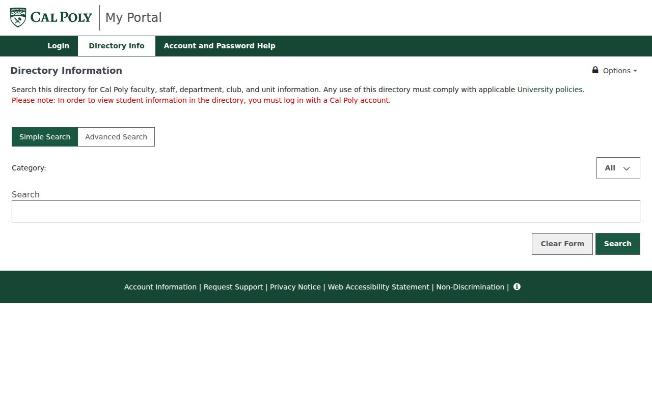 San Luis Obispo people directories search for Cal Poly faculty staff and campus units