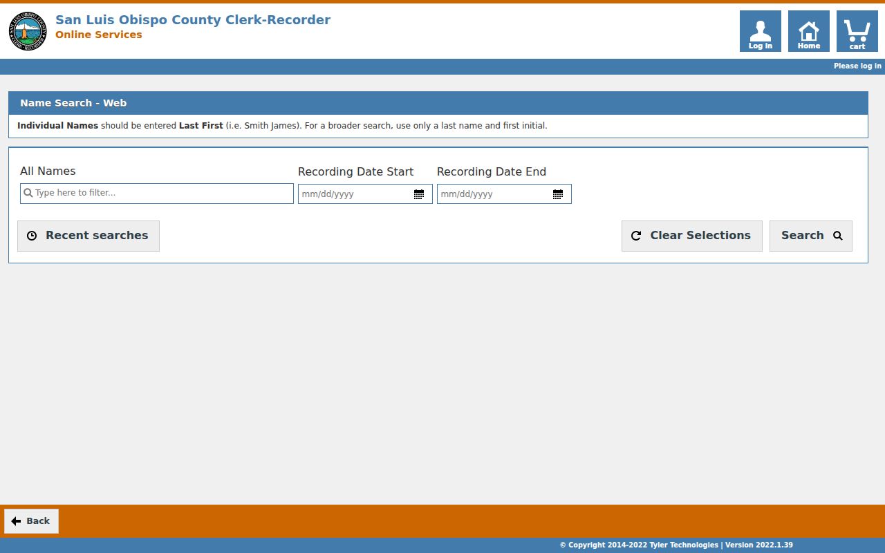 San Luis Obispo people search recorder name fields